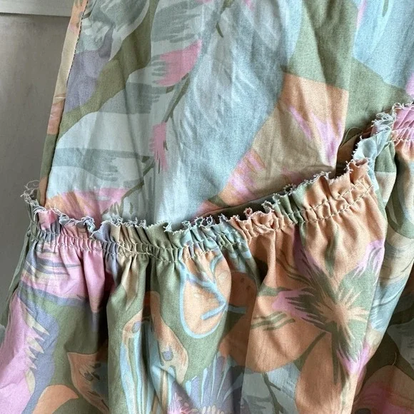 Free People Deserted Island Mini Dress Size Small Open Back Rope Strap  Floral